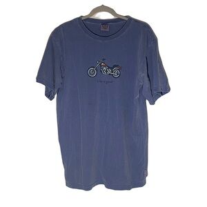 Life Is Good Men's Motorcycle Graphic Tee - Blue size medium